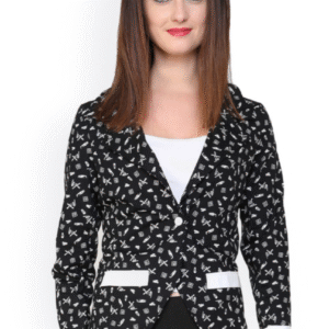 Black Printed Blazer