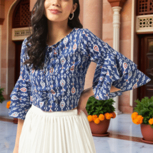 Blue Floral Print Top