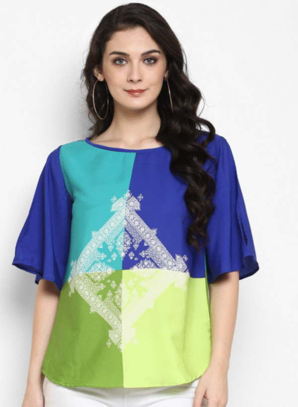 sg2060.png Blue & Green Print Top
